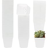 GOETOR Pastic Nursery Pots 2.7 Inch 100 Pcs White Square Plant Pot Thick Balck Starter Container for Starting Seedlings or Succulents