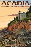 Acadia National Park, Maine - Bass Harbor Lighthouse (9x12 Art Print, Wall Decor Travel Poster)