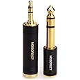 MOBOREST 3.5mm M to 6.35mm F Stereo Pure Copper Adapter, 1/8 Inch Plug Male to 1/4 Inch Jack Female Adapter, Can be Used Conversion Headphone adapte, amp adapte, Black Fashion 2-Pack