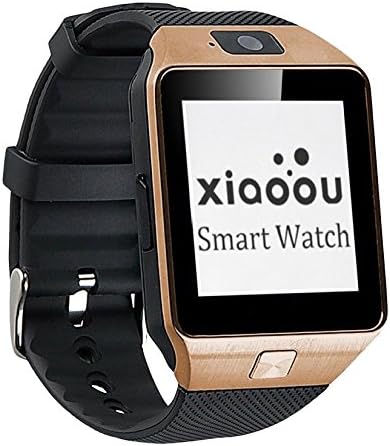 Xiaoou Smartwatch DZ09 Bluetooth Smartwatch DZ09 with Camera Support SIM Card TF Card for iOS Samsung Android Cell Phones + 8GB Micro SD Card (Black Hand+Gold dial)