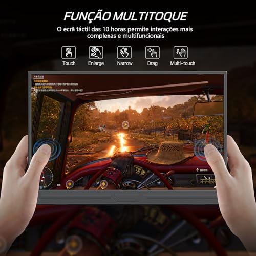 Monitor Portátil Touchscreen 15.6" - Tela Externa Full HD 1080P, Toque de 10 Pontos, Dual Type-C Mini HDMI, Alto-falantes Integrados e Capa Protetora, Plug & Play para Laptop, PC, Mac e Celular