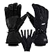 CAMYOD Men Waterproof Skiing Snowboarding Gloves with Zipper Pocket, Air Vent, Separated Liner Gloves-2 Pairs Set(2-Pair,M)