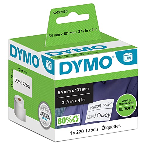 DYMO Orignal LabelWriter Versandetiketten/-Namensschilder (Gross) | 54 mm x 101 mm | Rolle mit 220 leicht abloesbaren Etiketten | selbstklebend | fuer LabelWriter Etikettendrucker & Beschriftungsgeraet