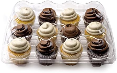 Cupcake Boxes | Set of 8 Clear Plastic Dome 12 Compartment Cupcake Holders With Improved Closing Mechanism