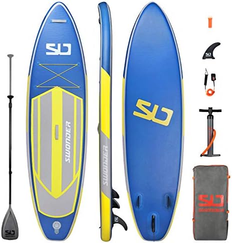 Swonder Premium Inflatable Stand Up Paddle Board, Ultra Durable & Steady, 11'6" Long 32‘’ Wide 6'' Thick, Full SUP Accessories- Paddle | Backpack | Leash | Pump | Center Fin, Paddling & Surfing