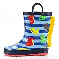 KomForme Kids Boy Rain Boots, Waterproof Rubber Printed with Handles