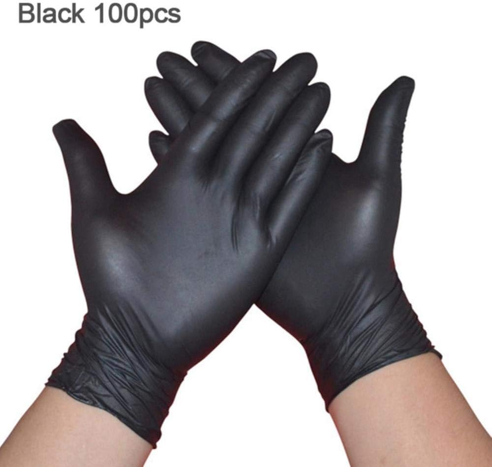 N/A 50/100 pcs Nitrile Latex Disposable Kitchen Medical Garden Household Cleaning Rubber Dish Washing Scrubbing Gloves,Black 100pcs,L