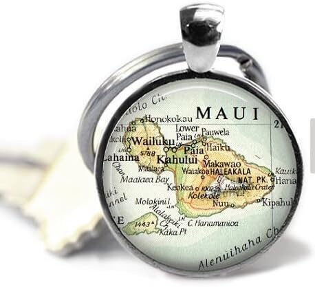 SnowFlower Maui Hawaii Map Keychains, Anniversary gifts for men, Hawaiian Keychain, Gifts for best friend, Boyfriend gift, Fathers gifts, Hawaiian Map