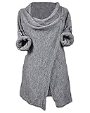 Cupshe Fashion Women's Asymmetric Hem Split Wrap Sweater Poncho Coat