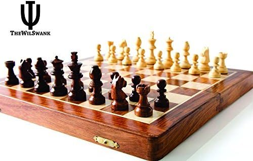 TheWilSwank Premium Magnetic 12" Inch Chess Set Game with Fine Wood Classic Handmade Standard Staunton Themed Ultimate Chess Set.