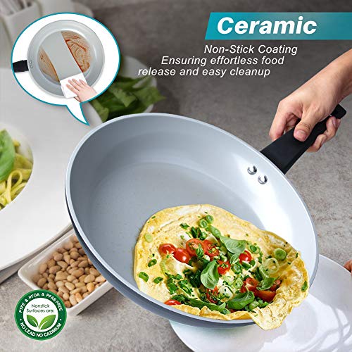 Duxtop 12Piece Nonstick Cookware Set, Dishwasher Oven Safe Ceramic