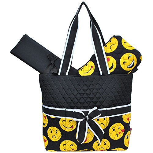 Emoji Faces Print NGIL Quilted 3pc Diaper Bag