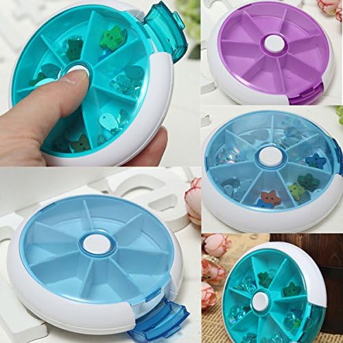 Travel 7 Compartment Pill Box Medicine Rotation Holder Organizer Container Case (Random: Color)