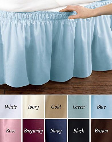 Cozy Deco Easy Fit Wrap Around Bed Ruffle - Easy on / Easy off - (Twin/Full) - Blue