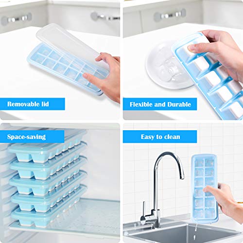 image for TIME4DEALS Ice Cube Trays 5 Pack Easy-Release Silicone Soft Bottom wit