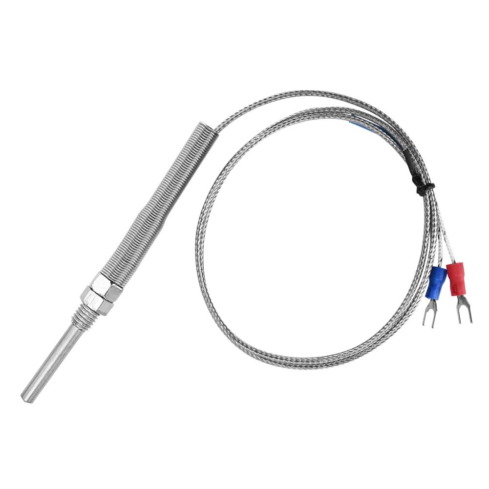 Keenso M8 Thread Type K Thermocouple, 30mm Probe, 0-400°C, Silver, Screw Connector, Metal Material