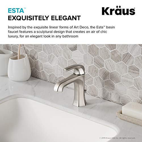 KRAUS Esta Single Handle Basin Bathroom Faucet with Lift Rod Drain in Spot Free Stainless Steel, KBF-1211SFS - Thumbnail 5
