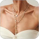 Layered Cross Necklaces for Women Dainty Stackable Pearl Long Cross Pendant Necklaces Fashion Bridal Wedding Jewelry Accessories for Women