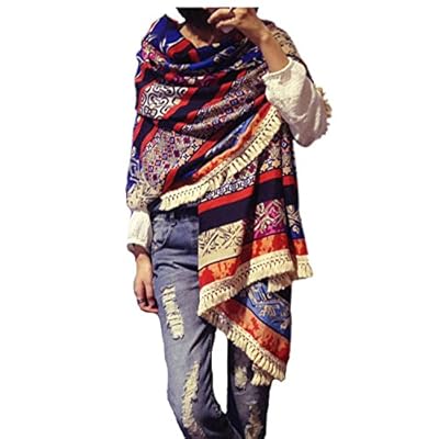 Women's Boho Bohemian Soft Blanket Oversized Fringed Scarf Wraps Shawl Sheer Gift
