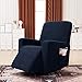 SUBRTEX Recliner Chair Slipcover Stretch Lazy Boy Covers for Leather Furniture Protector Rocker Sofa Cover with Side Pocket (Recliner, Navy)