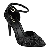 Beston CB99 Women's Ankle Strap Pointed Toe D'orsay Pumps Half Size Bigger