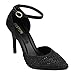 Beston CB99 Women's Ankle Strap Pointed Toe D'orsay Pumps Half Size Bigger