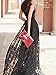 Clothink Women Black Organza Plaid Print Skater Elegant Long Maxi Dress XL