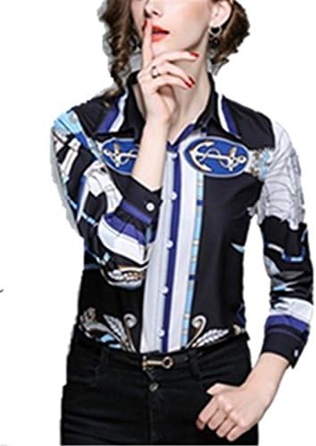 Ahlsengg Big Card The Same Paragraph Classic Printing Slim Ladies Shirt
