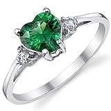 Sterling Silver 925 Emerald Color Cubic Zirconia Love Engagement Ring Sizes 4 to 9