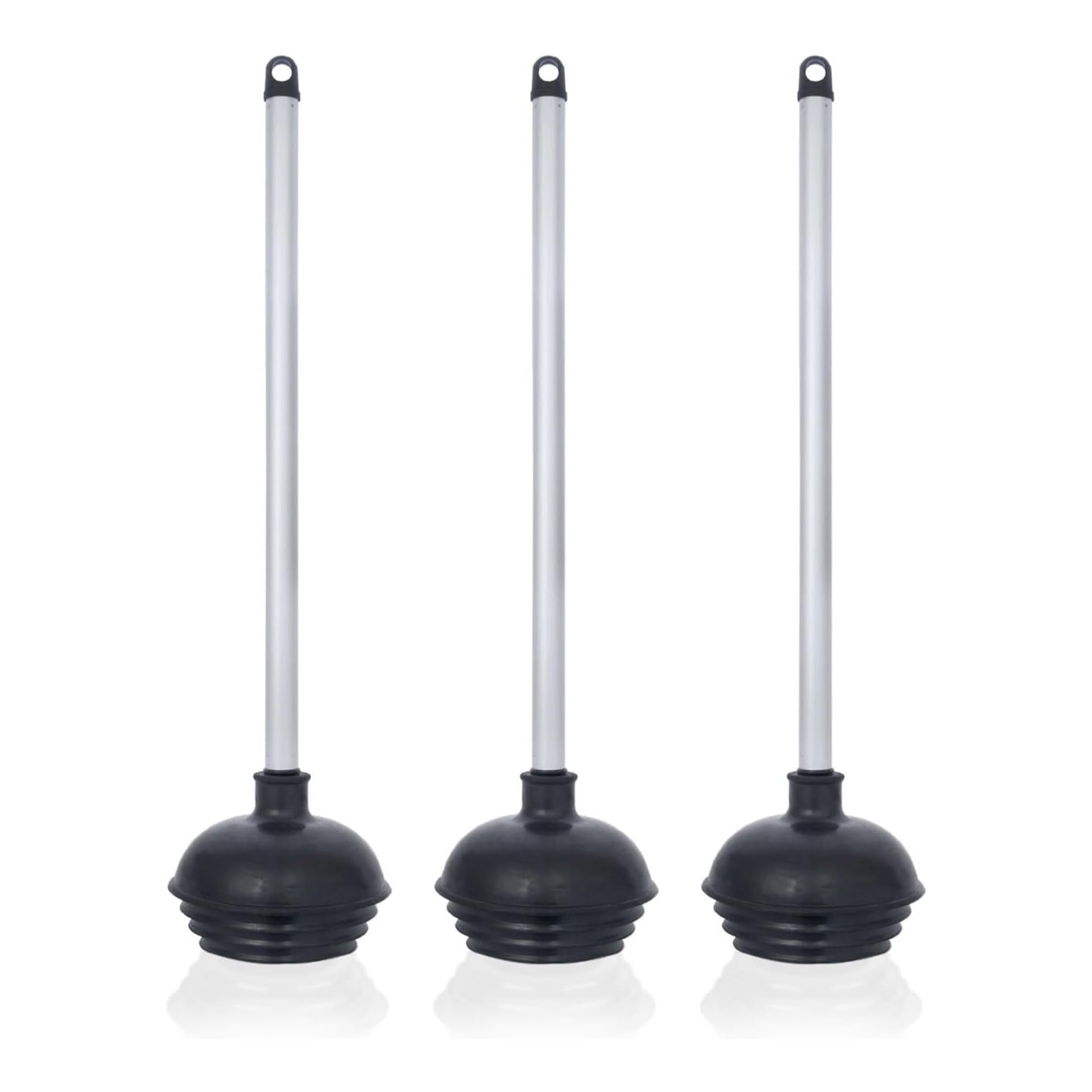 NEIKO 60180A Toilet Plungers, 3 Pack, Patented All-Angle Design, Heavy Duty, Aluminum Handle, Residential, Commercial, and Industrial Building Sanitation Use Image NEIKO 60180A Toilet Plungers, 3 Pack, Patented All-Angle Design, Heavy Duty, Aluminum Handle, Residential, Commercial, and Industrial Building Sanitation Use Image