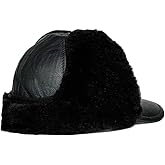 Genuine Sheepskin Shearling Leather Fur Trapper Russian Ushanka for Men Women Visor Cap