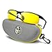 BLUPOND Night Driving Glasses - Semi Polarized Yellow Tint HD Vision Anti Glare Lens - Unbreakable Metal Frame with Car Clip Holder - Knight Visor