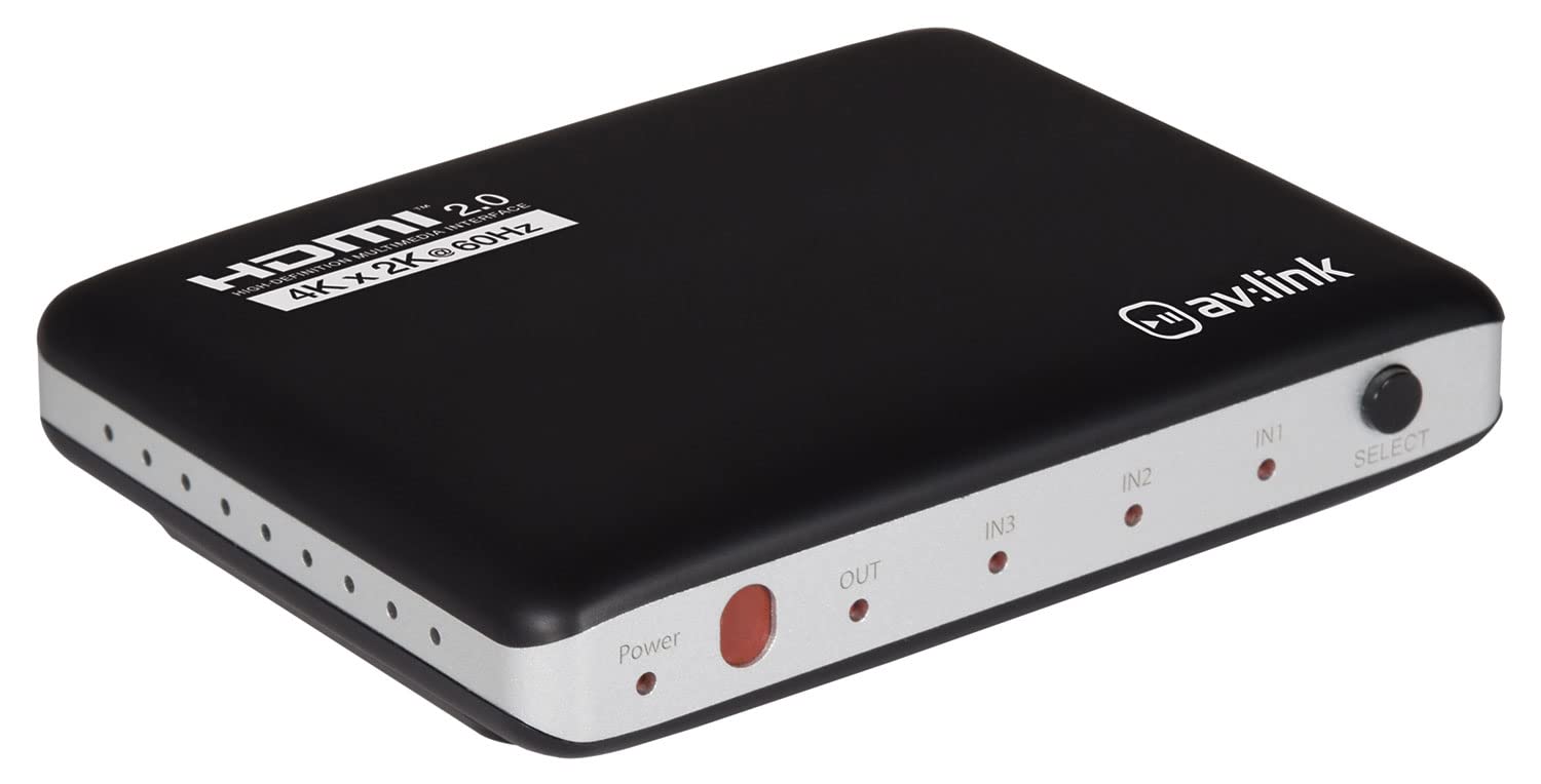 AV:Link 4K HDMI Switcher with Remote Control increase your HDMI Inputs Simply 3 in 1 Out