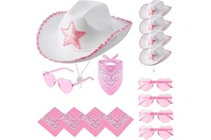 12 PCS Cowboy Hats Bandana Sunglasses, 4pcs Western Cowgirl Hat Women Men Costume Birthday Bachelor Party
