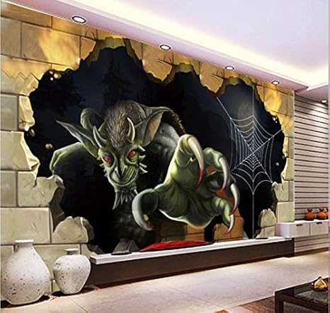 Amazon Zljtyn カスタマイズ壁紙 ミステリーテーマ ウォールペーパー テラー 怖い 壁紙 ゴースト ハロウィン デコレーション 大型 3d 壁画 Sfb32sd 132sdg 壁紙