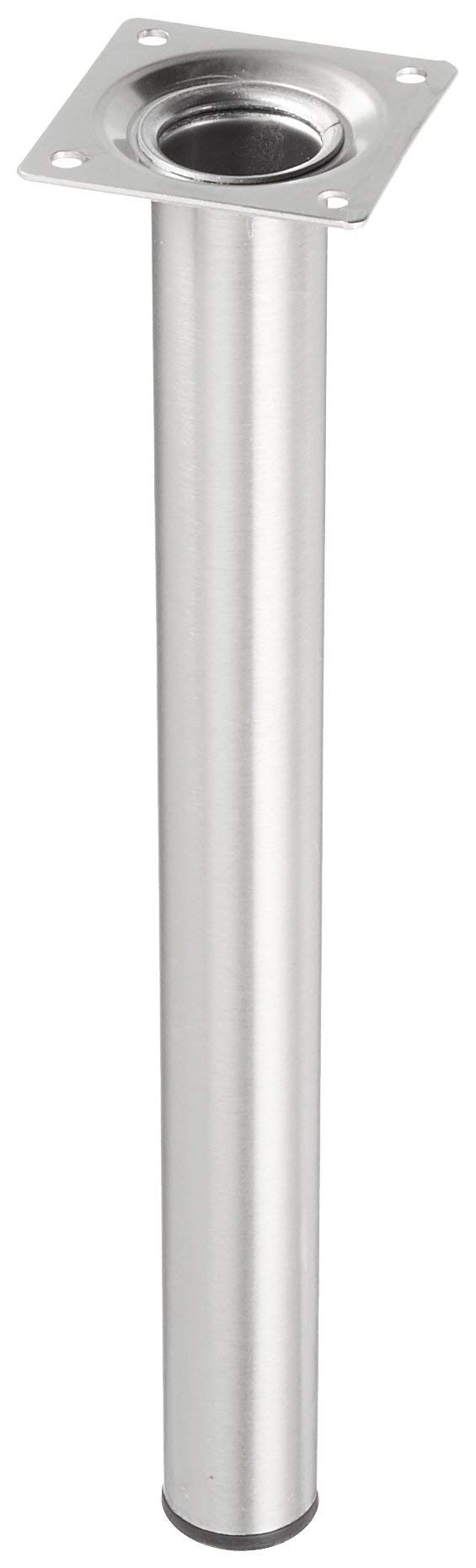 Element System 11100-00173 300 mm Length 30 mm Diameter Round Pipe Furniture Legs includes Screw-Mounting Plate - Stainless Steel Optics 1 Piece