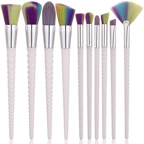 iTME [Upgrade Version] Premium Makeup Brush Set With Colorful Hair Synthetic Cosmetics Flame Foundation Brush, Fan, Flat Head, Blush, Oblique, Nose, Lip Makeup Brush Kit (10pcs, Colorful Hair Blush)