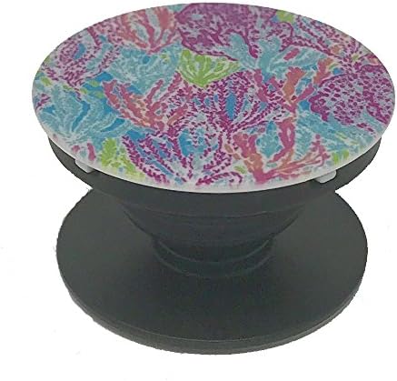 Lilly Inspired Print on a Multi-Function Expanding Cell Phone Holder Stand Grip for Smartphones (Coral Reef)