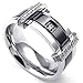 KONOV Mens Cubic Zirconia Stainless Steel Ring, Charm Elegant Wedding Band, Black, Size 9