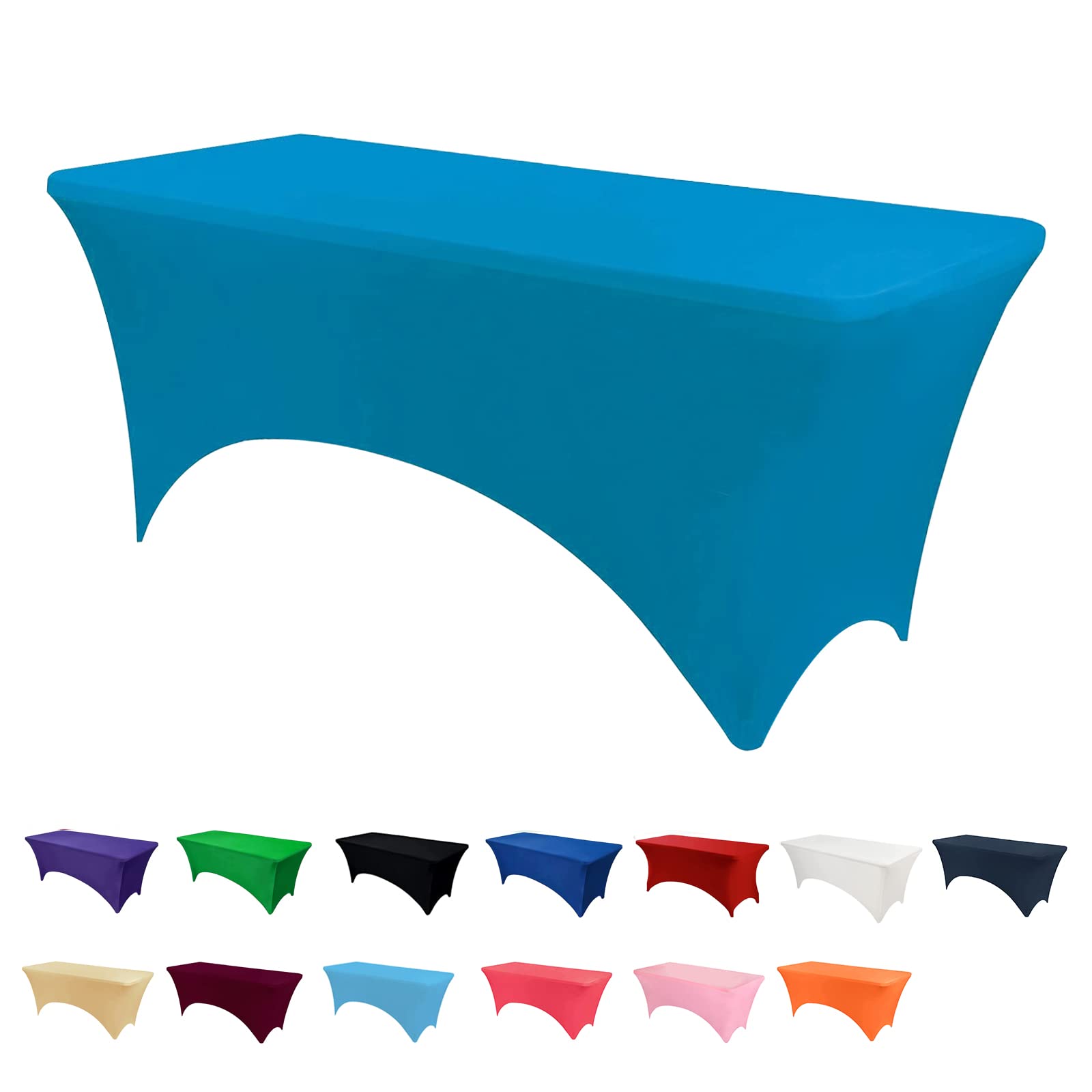 Newthinking 6FT Stretch Tablecloth for Craft, Spandex Stretch Table Cloth, Washable and Wrinkle Resistant Market Stall Table Cover for Banquet Folding Table Event Wedding, Lightblue