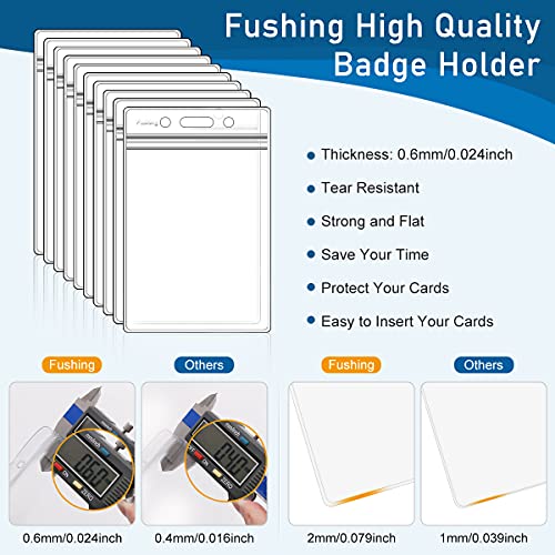 Fushing Pack of 100 Clear Plastic Vertical Badge Holders, Name Tag