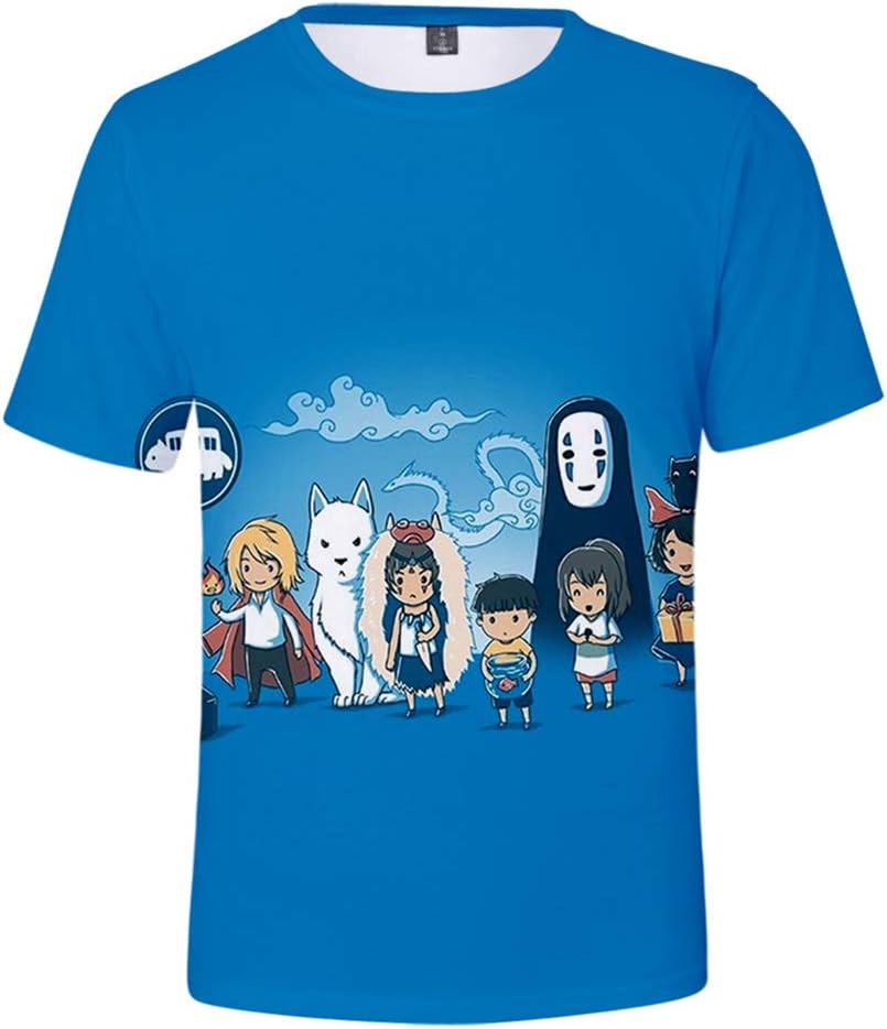 AMOMA Unisex Hayao Miyazaki Anime Spirited Away Printed T-Shirt Studio Ghibli Art Tops Tees