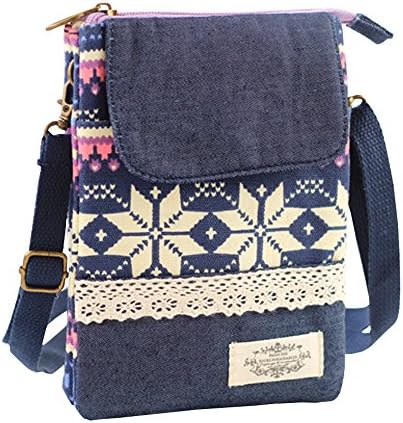 Tramzzd M Small Women Ladies Girls Zipper Cell Phone Pouch Purse Adjustable Shoulder Strap Crossbody Messenger Bag, Coin Wallet (Snowflake-P)