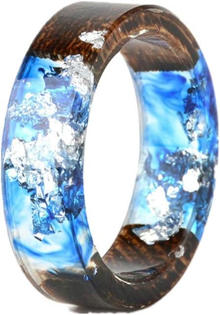 Handmade Wood Resin Flower Plants Women¡®s Finger Ring Jewelry Decor Valentine's Day Gift