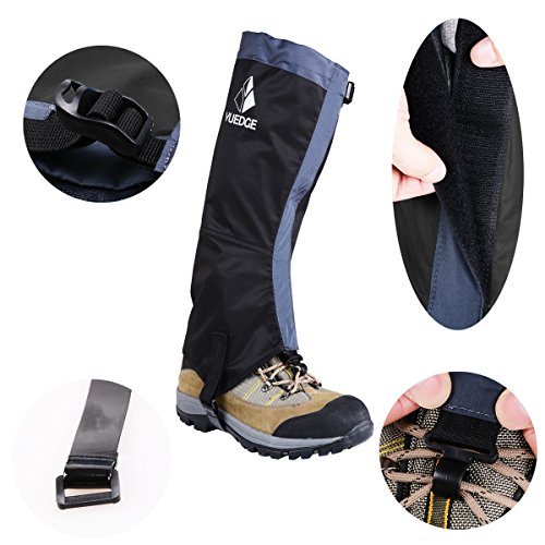 YUEDGE Waterproof Snow Boot Gaiters 600D Anti-Tear Oxford Fabric for Outdoor Hiking Walking Hunting Climbing Trimming Grass(Black)