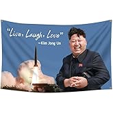 Kim Jong Un Flag Live Laugh Love 3x5 Ft Funny Banner Durable Man Cave Wall Flag Tapestry with 4 Brass Grommets for College Dorm Room Decor,Outdoor,Parties,Gift,Tailgates