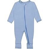 GUISBY Baby Footless Rompers, Rayon Pajamas 2 Way Zipper with Long Sleeve Sleeper