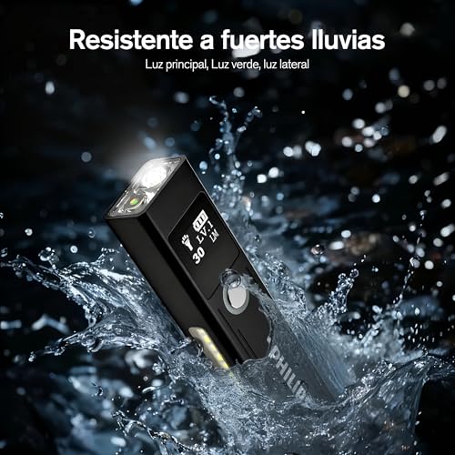 PHILIPS SFL6256 Linterna LED 1200LM Recargable Táctica con Imán | luz RGB, 9 Modos, Impermeable, Linterna LED Recargable y Portátil, Ideal para EDC, Camping y Emergencias.