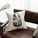 YeeJu Set of 4 Throw Pillow Covers Decorative Green Fern Leaf Cushion Covers Square Cotton Linen Outdoor Couch Sofa Home Pillow Covers 20x20 Inch