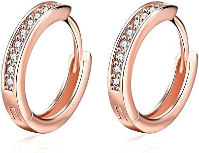 Fashion Women's Earrings Jewelry Rose Gold Electroplated White Zircon Crystal Sleeper Lady Women's Hoop Earring by Variation Now